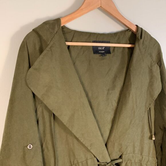 Iris olive green fall lightweight hooded jacket woman’s size large - Picture 6 of 9